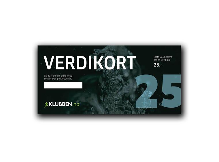 Gavekort kr 25,- | 20 stk Verdikort med skrapefelt 