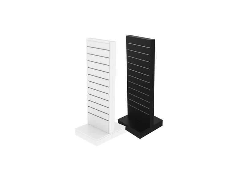 Gulvgondol 2-sidet rillepanel | Svart H: 132 cm B: 44 cm D: 61 cm 