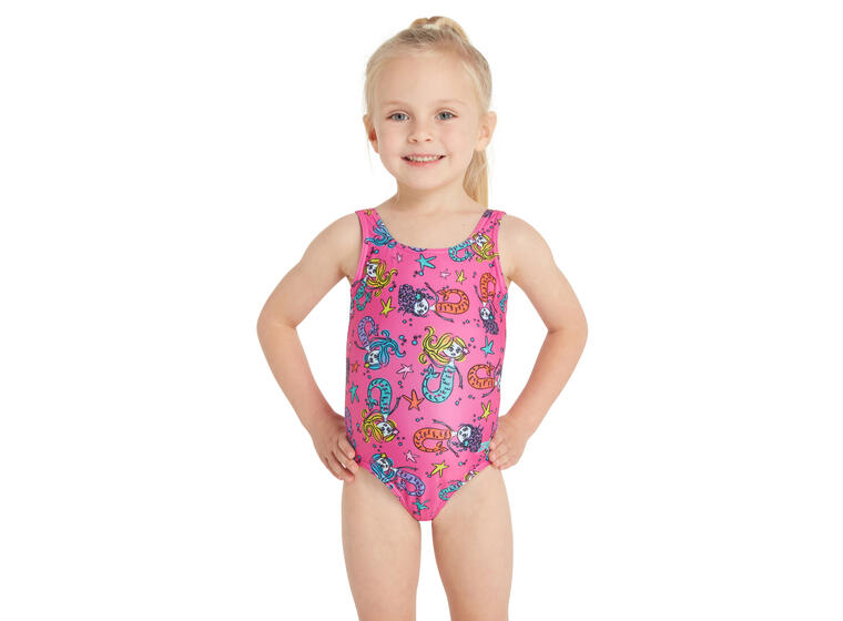 Merry Maiden Scoopback Badedrakt 92cm Zoggs | Rosa/Flerfarget | Ecolast 