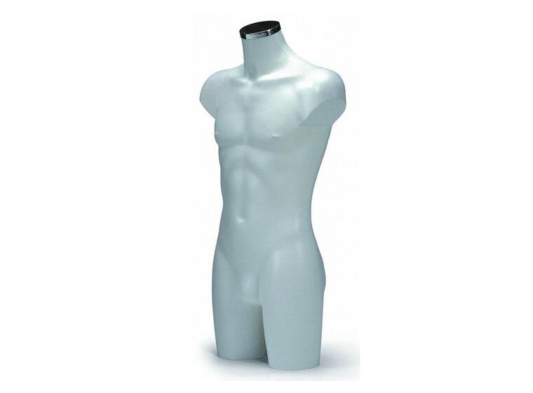 Utstillingsdukke Torso Herre 3/4 Hvit med krom topp 