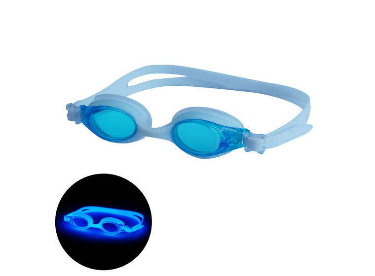 FlowGlow Svømmebrille barn og junior FINIS 4-12 år | Blå | Lyser i mørket 