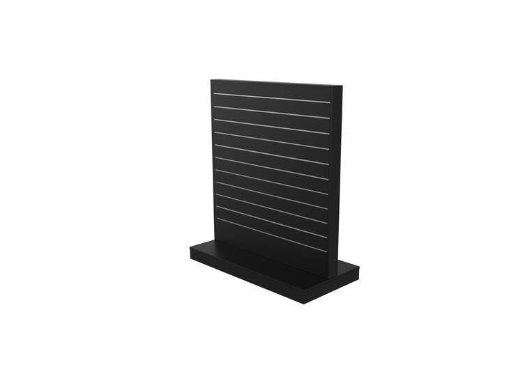 Gulvgondol 2-sidet rillepanel | Svart H: 132 cm B: 124 cm D: 61 cm 