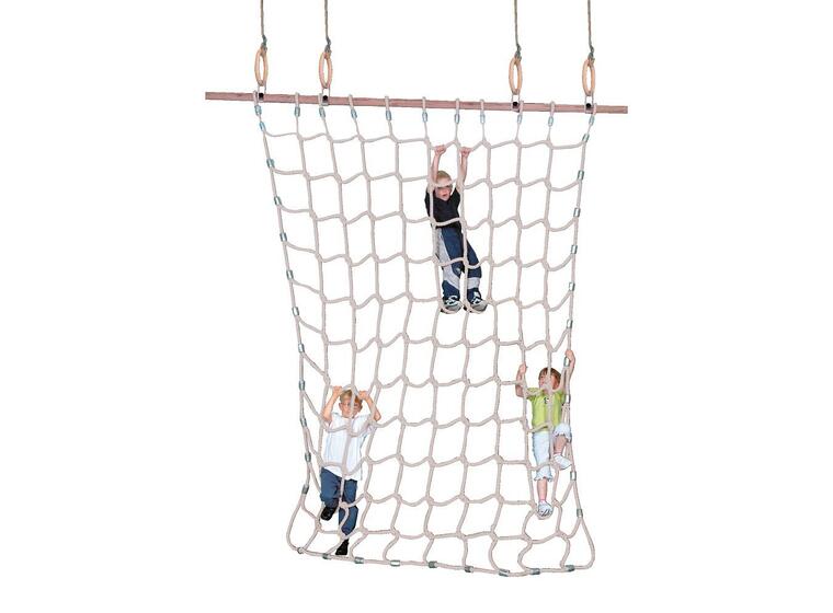 Klatrenett 2,5 x 3 m hamp Med festestang 350 cm for turnringer 
