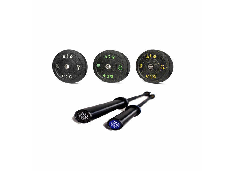 Vektsett ata Bumper plate 90 kg+15kg Bar 5-10-15 kg | Vektstang 