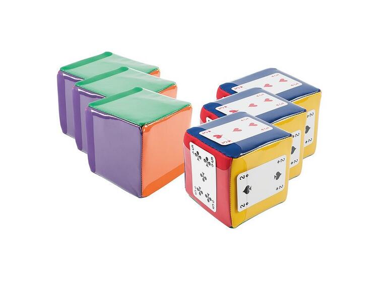 Aktivitetsterninger 10 cm 6 stk terninger med plastlomme 