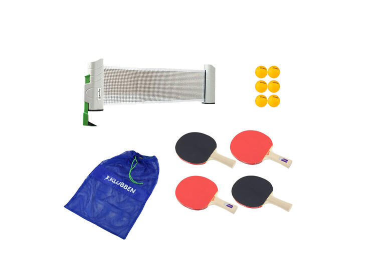 Bordtennispakke for vanlige bord 1 nett | 4 racketer | 6 bordtennisballer 
