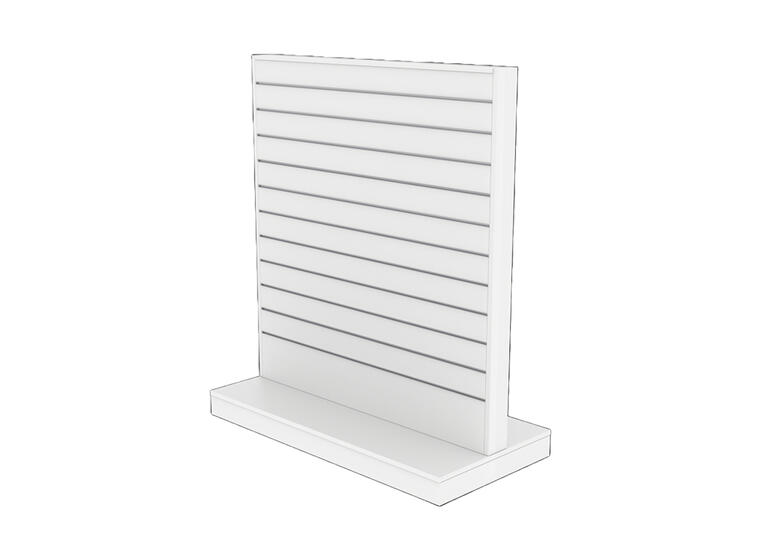 Gulvgondol 2-sidet rillepanel | Hvit H: 132 cm B: 124 cm D: 61 cm 