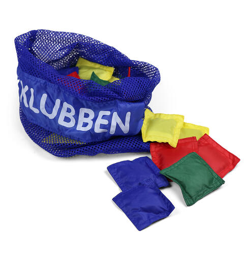 Erteposer mini med nett Bag med 24 stk erteposer i fire farger