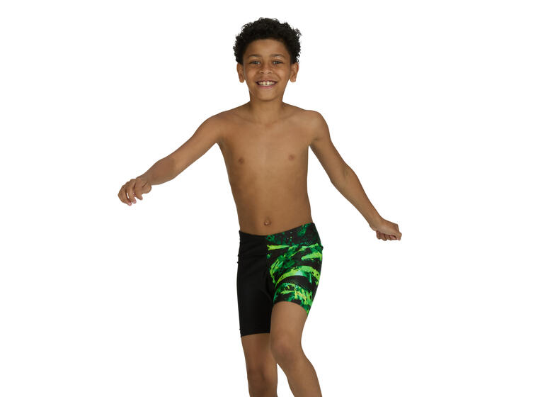 Greengame Mid Jammer Badebukse jr 128cm Zoggs | Svart/Grønn/Gul | Ecolast 