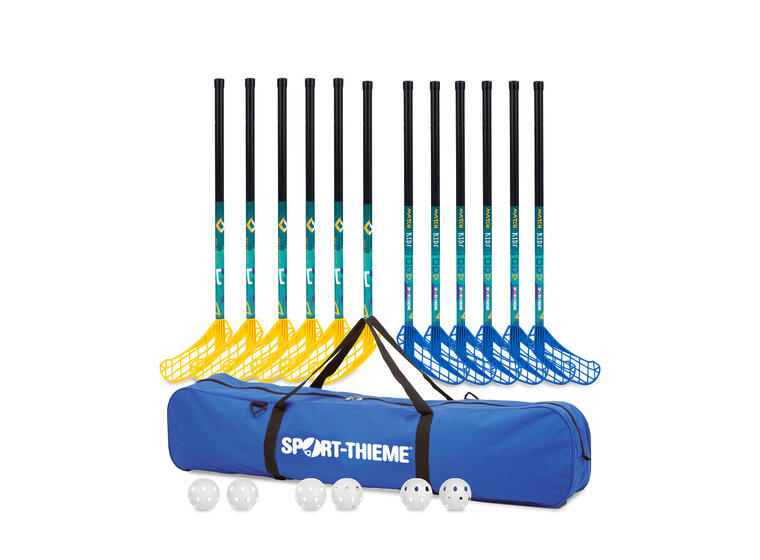 Innebandysett Match Kids 70 cm 12 innebandykøller | 6 baller | 1 bag 
