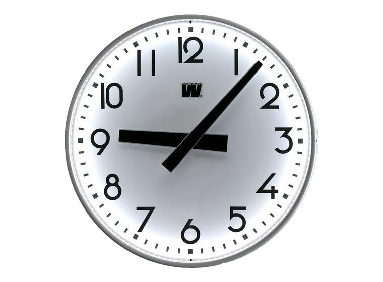 Klokke til utendørs bruk | Analog 60 cm LED belysning | GPS 230VAC | Veggmontert 