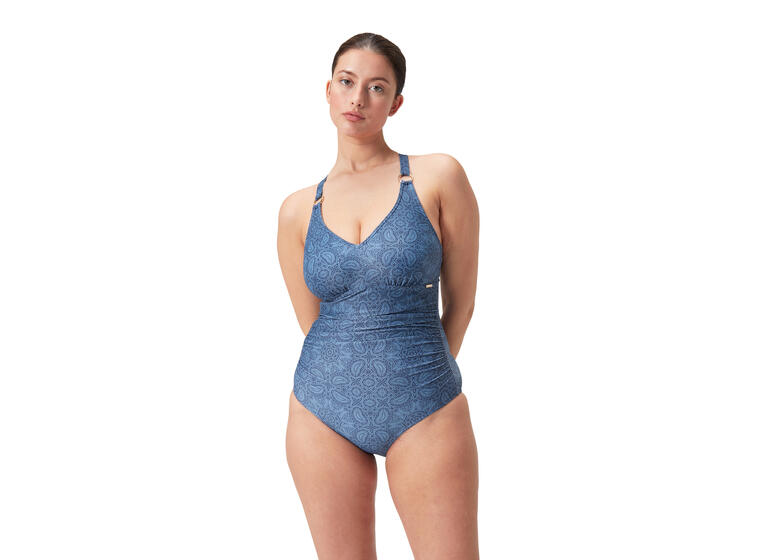 Printed V Neck Shaping Badedrakt 40 Speedo | Blå | BodyFit Rec 