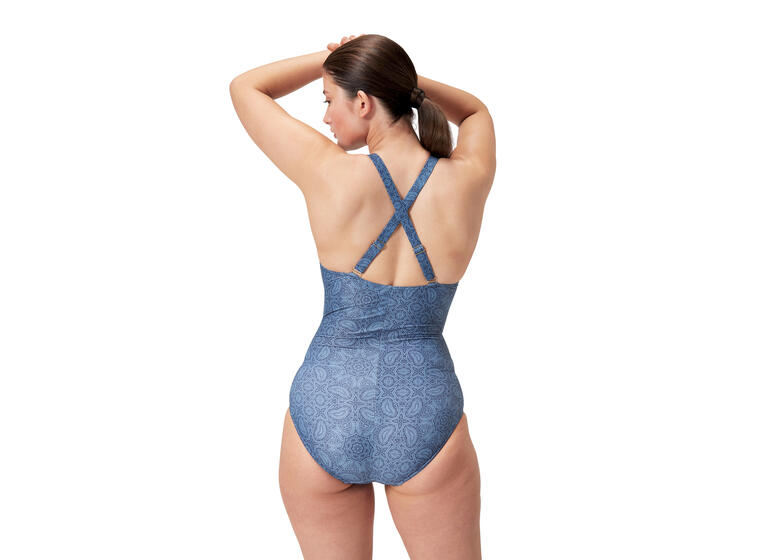 Printed V Neck Shaping Badedrakt 40 Speedo | Blå | BodyFit Rec 