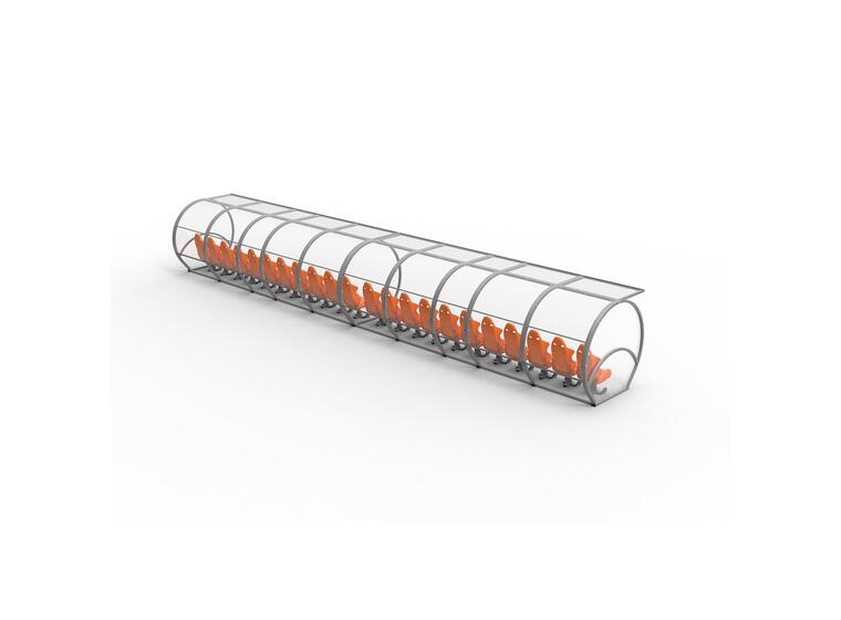 Trener- og innbytterbenk VIP 2 rader-4 m Uten seter | Plaxiglass sider, Alum.rygg 