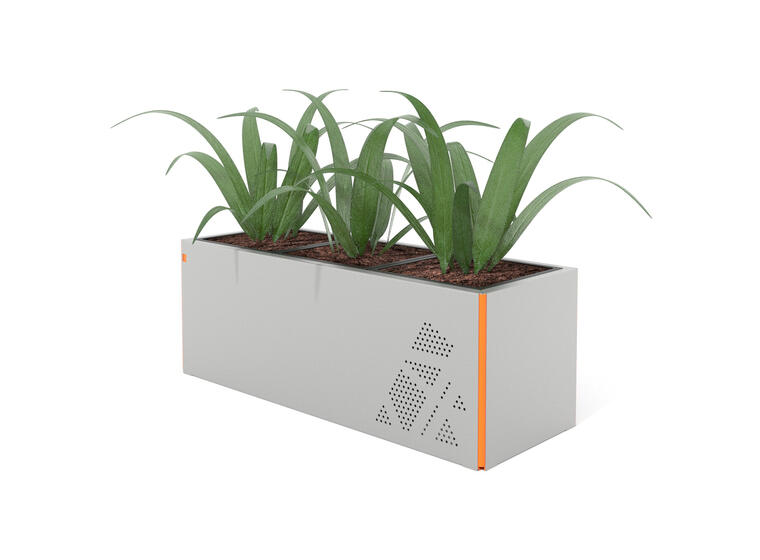 Blomsterkasse i perforert metall 124 cm Til offentlige uteområder 
