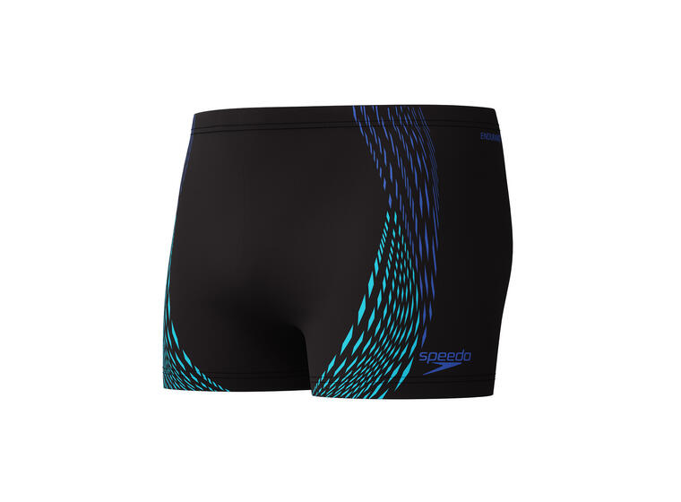 Duo Logo Print Aquashort Badebukse 36 Speedo | Svart/Blå | EnduraFlex 