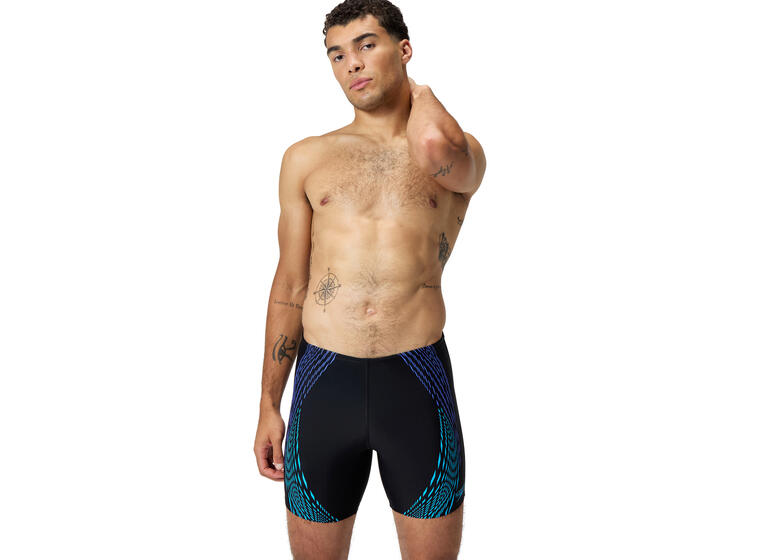 Duo Logo Print Mid Jammer Badebukse 38 Speedo | Svart/Blå | EnduraFlex 