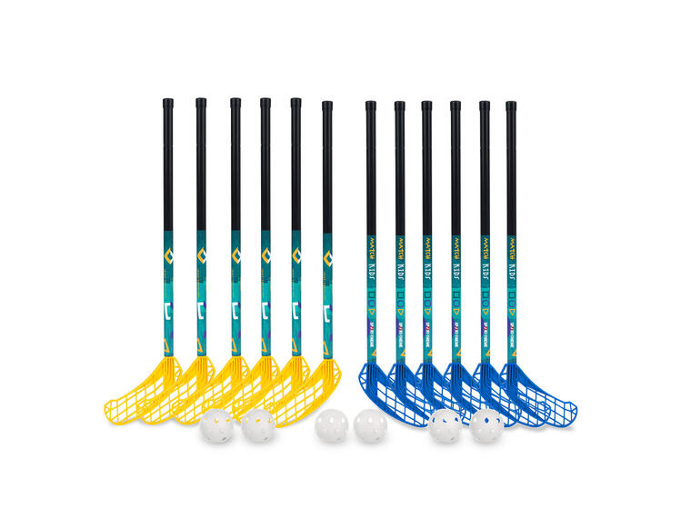 Innebandysett Match Kids 70 cm 12 innebandykøller | 6 baller 