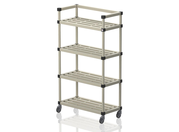 Oppbevaringshylle med hjul | Beige 100x46x176 cm | Flyttbar hylle 