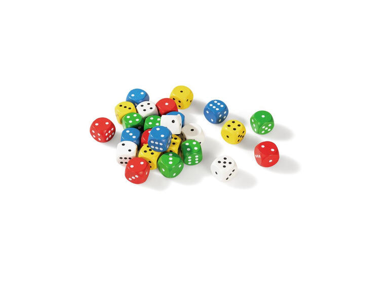 Terninger til lek og spill 25 stk | 1,5 cm fargerike terninger 