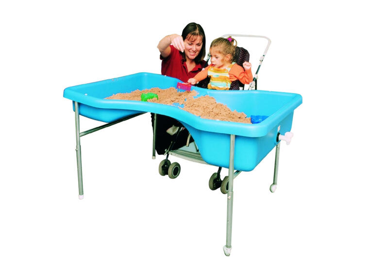 Vann- og sandbord Justerbar sandkasse med 2 hjul 