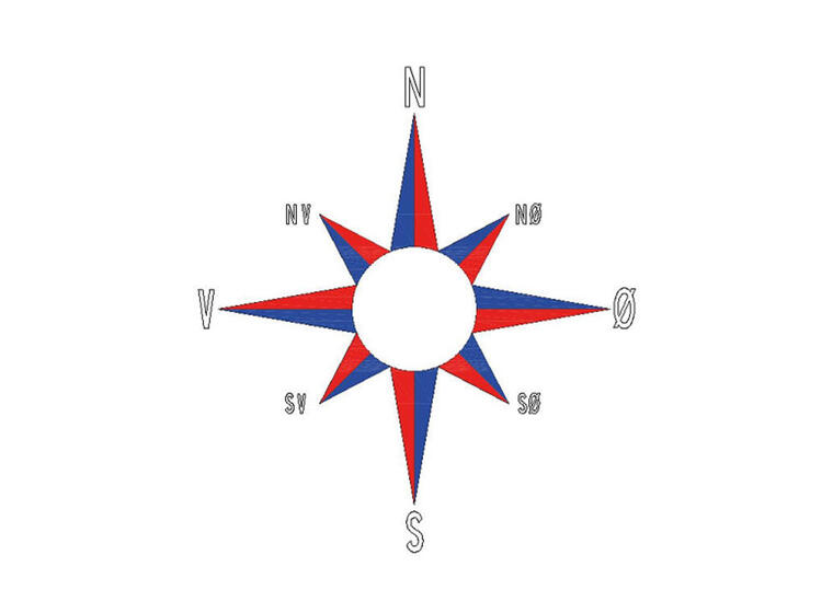 Asfaltmaling Kompass med bokstaver Diameter 3 meter 