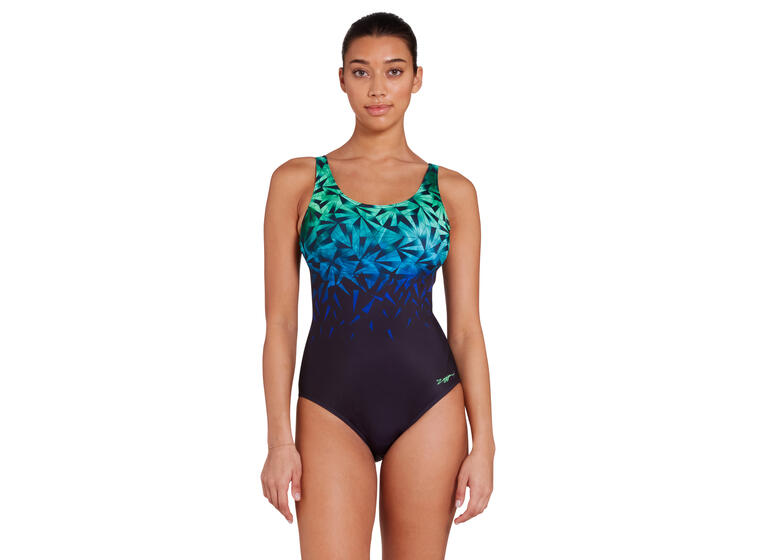 Cyber Adjustable Scoopback Badedrakt 36 Zoggs | Svart/Flerfarget | Ecolast 