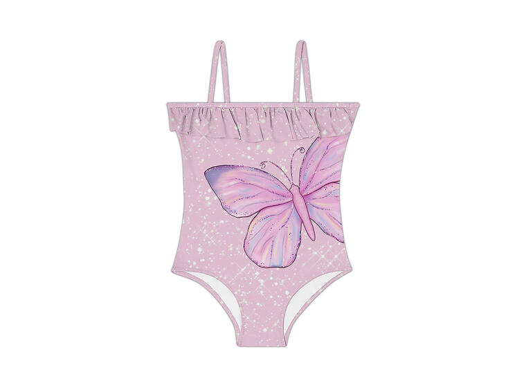 Peri Badedrakt 104-110cm Slipstop | Rosa| Foil print 