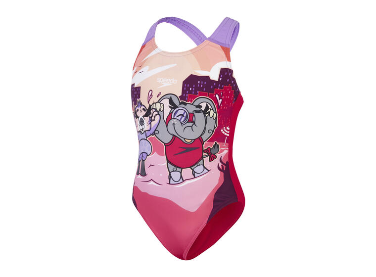 Printed Crossback Badedrakt jr 104 Speedo | Lilla/Rosa | EnduraFlex 