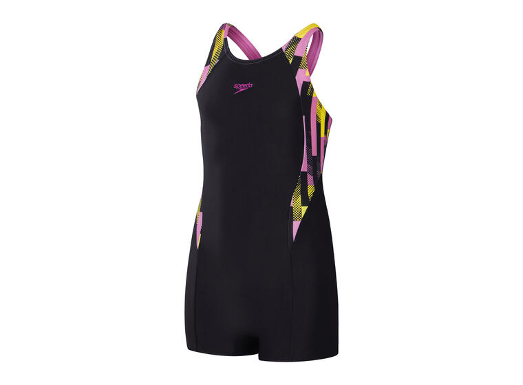 Printed Panel Legsuit Badedrakt jr 116 Speedo | Svart/Rosa | EnduraFlex 