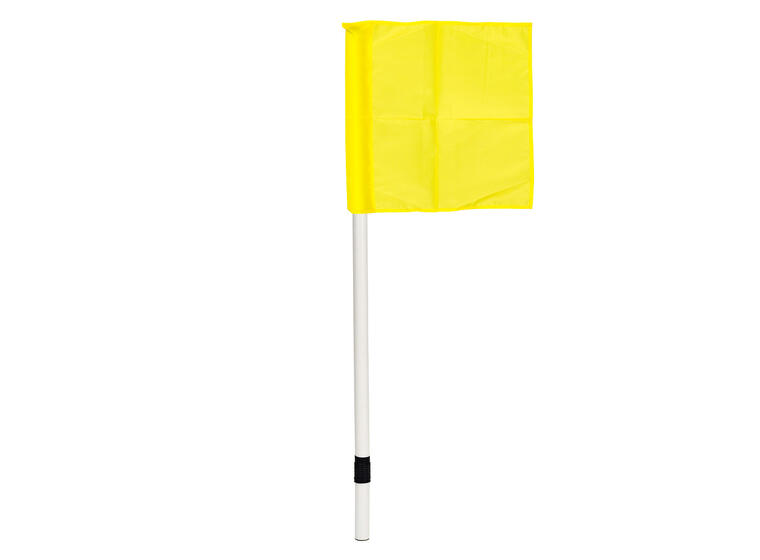 Hjørnestolper fleksible med flagg 6 hvite stolper med gule flagg 