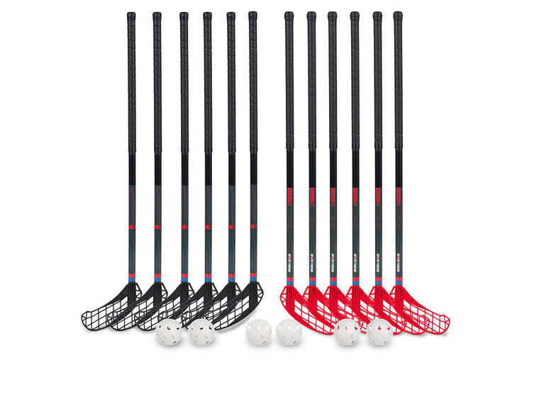 Innebandysett Rush 95 cm 12 innebandykøller | 6 baller 