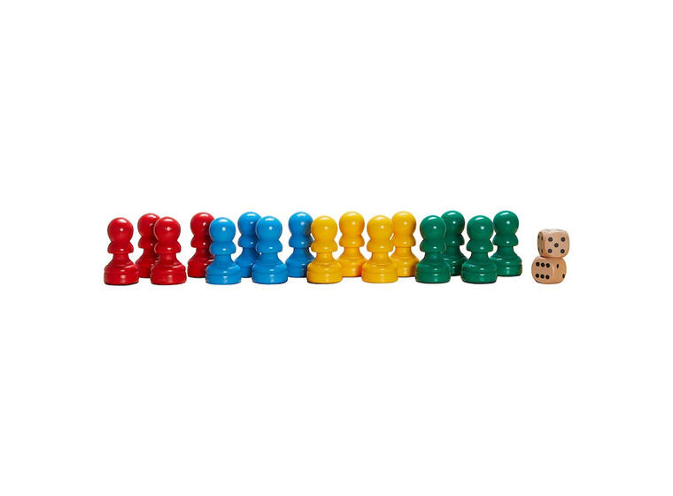 Ludobrikker+ terninger 16 brikker i 4 farger | 2 terninger 