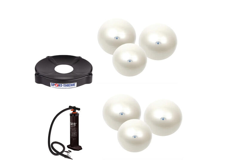 Pilatesballer med base og pumpe 6 baller | 6 baser | 1 pumpe 