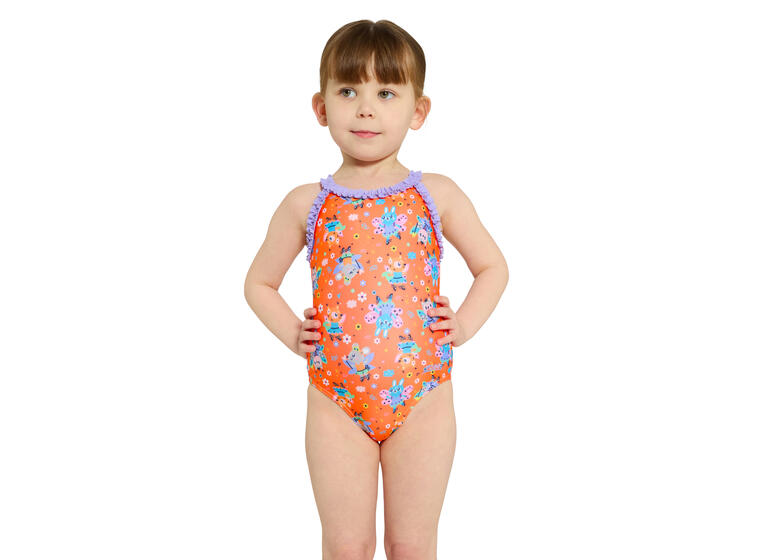 Tinker Ruffle Crossback Badedrakt 98cm Zoggs | Oransje/Flerfarget | Ecolast 