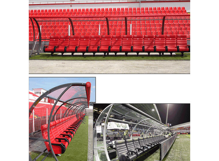 Trener-og innbytterbenk 12 meter 21 VIP RPX stoler | Med varme | Med logo 