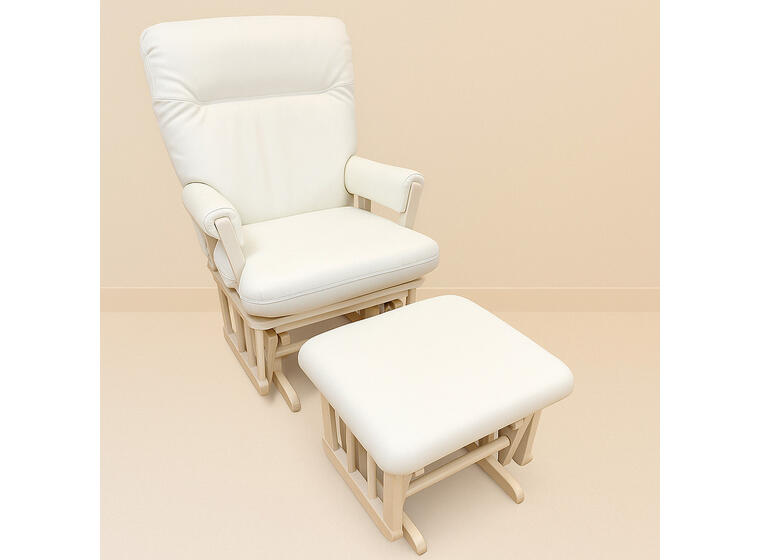 Trone Advance Gyngestol Hvit Med puff 