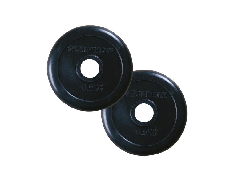 Vektskive Gummiert 0,5 kg sort Hull: 30 mm | Par | 2 stk 