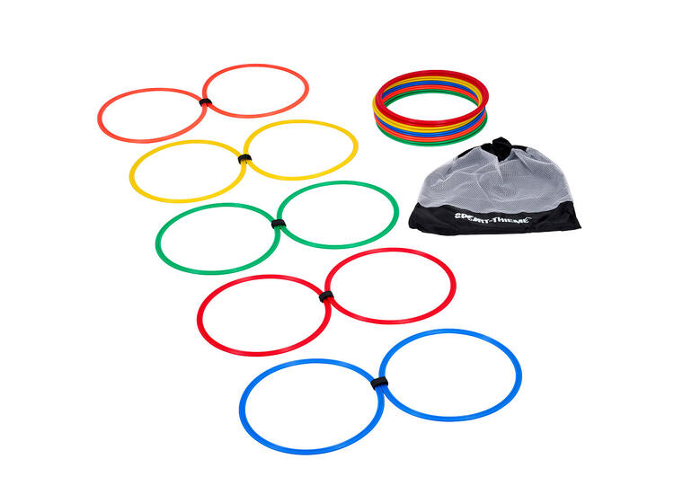 Koordinasjonsringer 38 cm | 20 stk. Treningsringer med koblinger og bag 