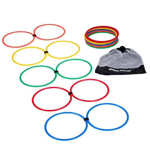 Koordinasjonsringer 38 cm | 20 stk. Treningsringer med koblinger og bag