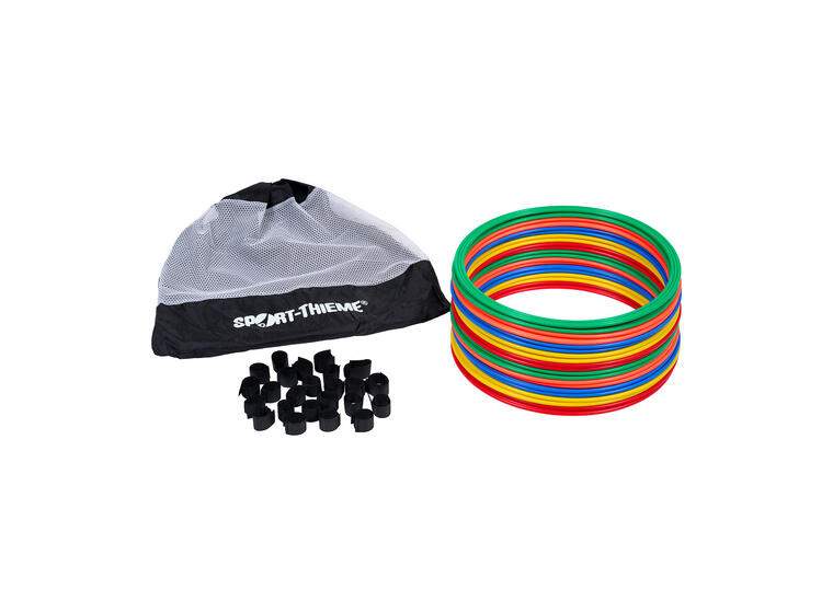 Koordinasjonsringer 38 cm | 20 stk. Treningsringer med koblinger og bag 