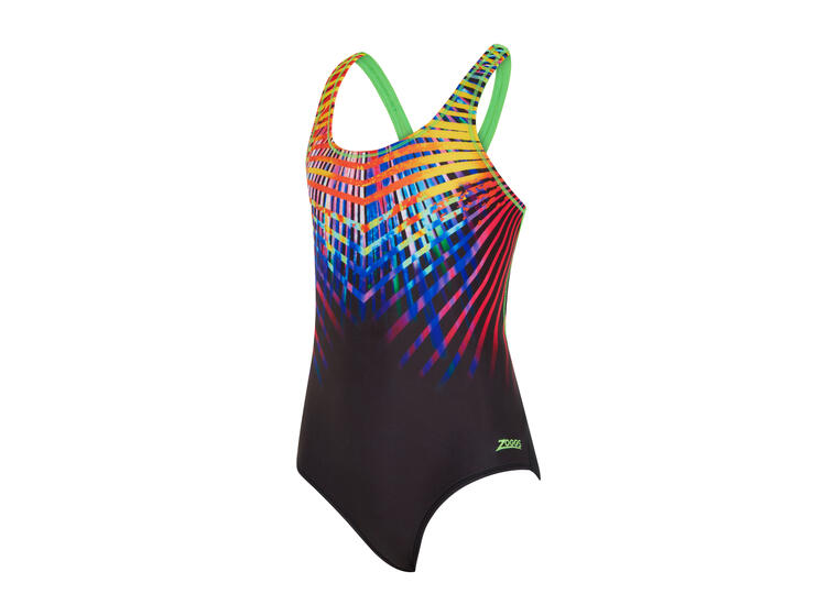Neon Vibe Rowleeback Badedrakt jr 152cm Zoggs | Svart/Flerfarget | Ecolast 