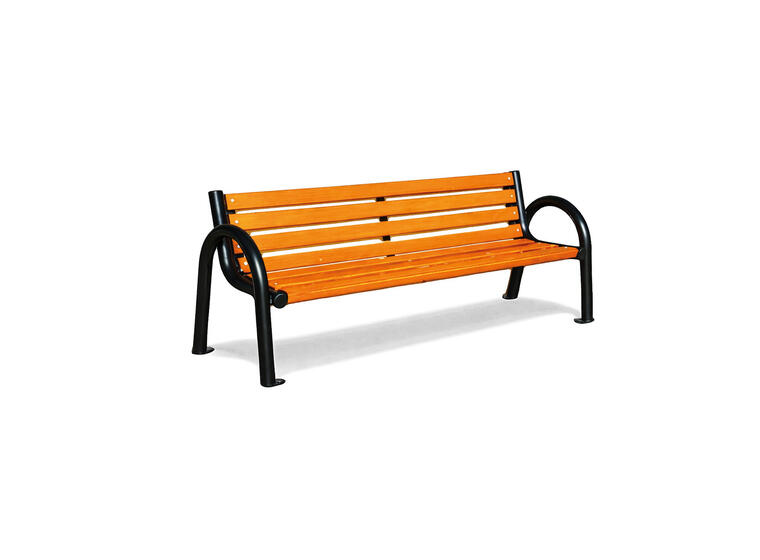 Parkbenk Classic II med rygg 1,8 m Benk av stål med sitteflate i tre 