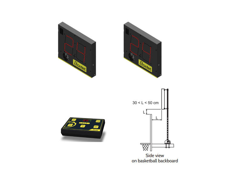 Skuddklokke Bodet 8002 med 2 display Trådløs kommunikasjon | 2 braketter 