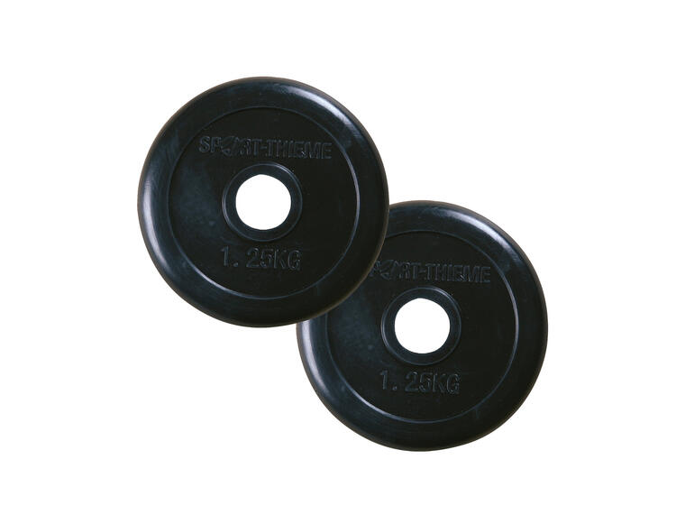 Vektskive Gummiert 1,25 kg sort Hull: 30 mm | Par | 2 stk 