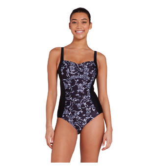 Classique Ruched Front Badedrakt Zoggs | Svart/Flerfarget | Ecolast