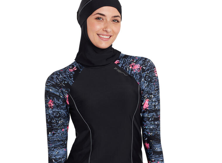 Dusk Modesty Suit Side Cut Burkini 42 Zoggs |  Svart/Flerfarget | Elastomax 
