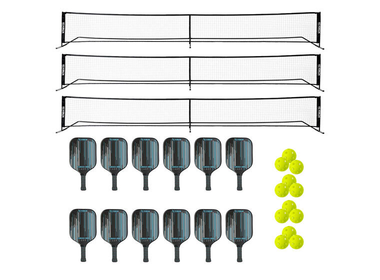 Pickleballracket Skolesett Pakke | 3 nett | 12 racketer | 12 baller 