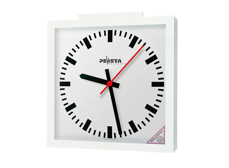 Peweta radiostyrt veggklokke 50x50 Innendørs | Batteridrift | DIN-markering 
