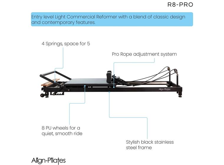 Pilates Reformer R8 Pro hvit Pilatesbenk for hjemmetrening 
